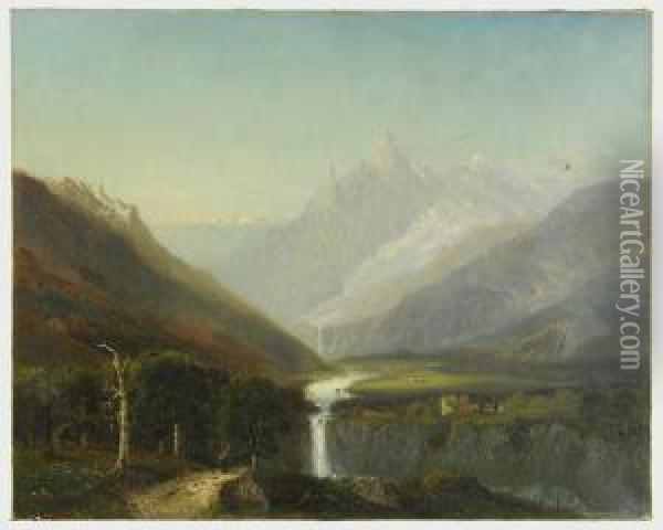 European Alpine Landscape Oil Painting - Francis Snowe