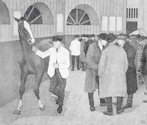 Horse Dealers at the Barbican 2 Oil Painting - Robert Polhill Bevan