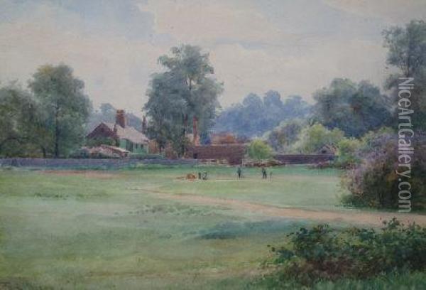 Figures Playing Cricket On Green At Sheen Oil Painting - Frederick Charles Dixey