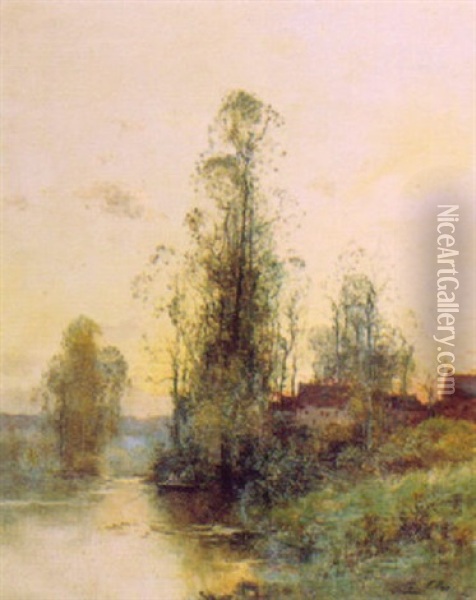 Pecheur Au Bord De La Riviere Oil Painting - Charles H. Clair