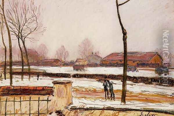 Winter Landscape, Moret Oil Painting - Alfred Sisley