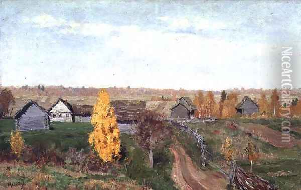 Golden Autumn in the Village, 1889 Oil Painting - Isaak Ilyich Levitan