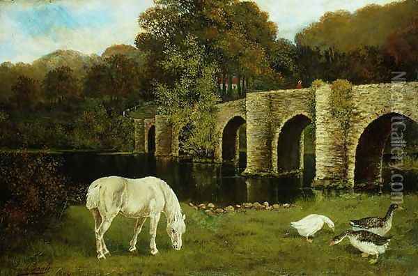 A Bridge over the River Stour, 1884 Oil Painting - Francis Cecil Boult