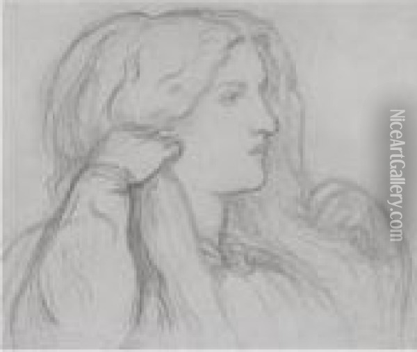 Portrait Of Fanny Cornforth Arranging Her Hair Oil Painting - Dante Gabriel Rossetti