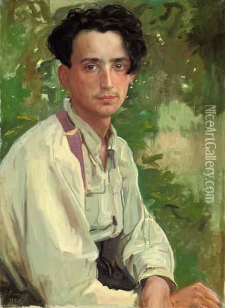 Portrait Of Vladimir Aleksandrovich Somov, The Artist's Nephew Oil Painting - Konstantin Andreevic Somov