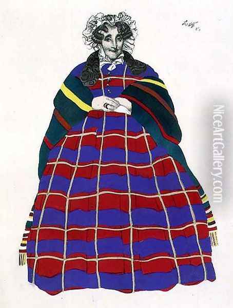 Costume Design for Madame Loenfowitch in Moscow in Olden Times, for the Spectacle of Russian Art, 1922 Oil Painting - Leon Samoilovitch Bakst