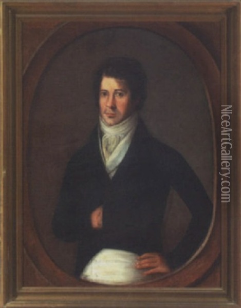 Portrait Of A Bristol, Rhode Island Gentleman, Allen Munro (?), Merchant Mariner Oil Painting - Jose Francisco Xavier de Salazar y Mendoza