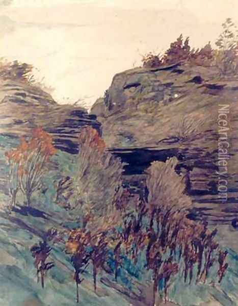 Autumn Ravine in Podole Oil Painting - Adam Chmielowski