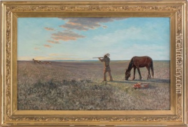 Landscape With An Indian Hunting Oil Painting - Charles Craig