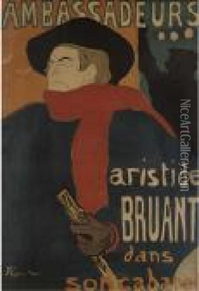 Ambassadeurs: Aristide Bruant Oil Painting - Henri De Toulouse-Lautrec