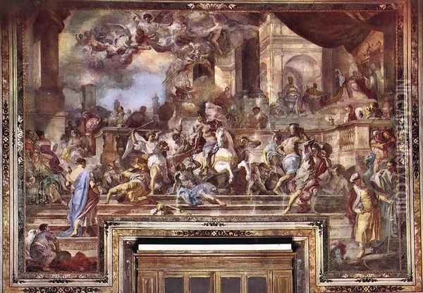 Expxulsion Of Heliodorus From The Temple Oil Painting - Francesco Solimena