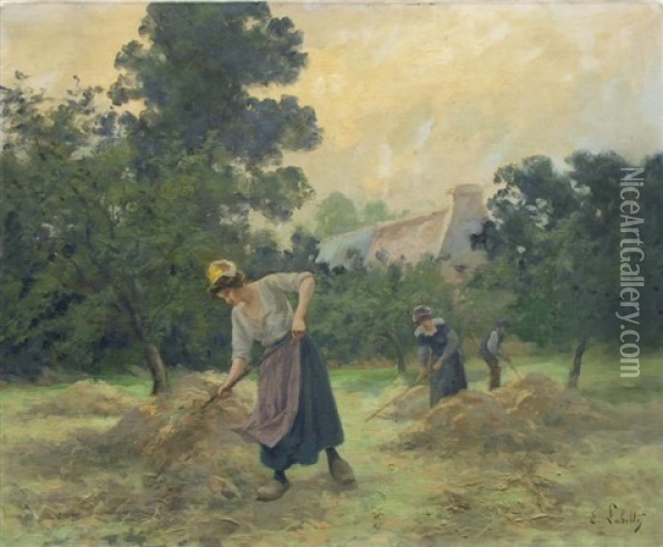 Fenaison En Bretagne Oil Painting - Eugene Labitte