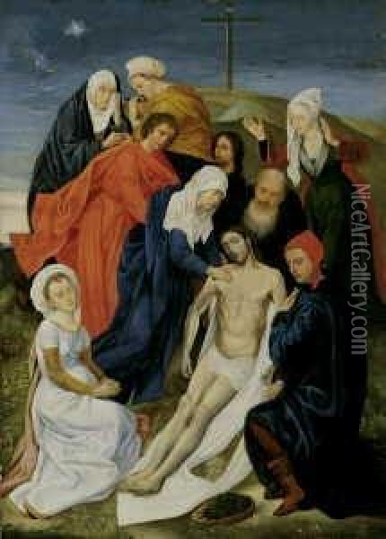 Die Beweinung Christi Nach Der Kreuzabnahme. Oil Painting - Follower of Hugo van der Goes