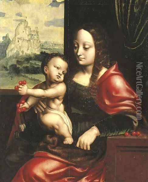 The Madonna of the Cherries 2 Oil Painting - Joos Van Cleve