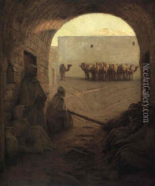 The Camel Herders Oil Painting - Albert Aublet