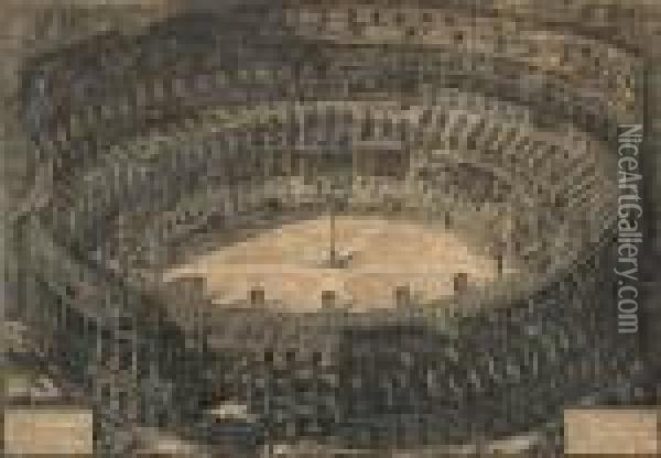 Veduta Dell'amfiteatro Flavio Detto Il Colosseo. Oil Painting - Giovanni Battista Piranesi