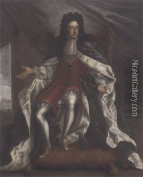 Portrait Of William Iii In Coronation Robes Oil Painting - John Closterman
