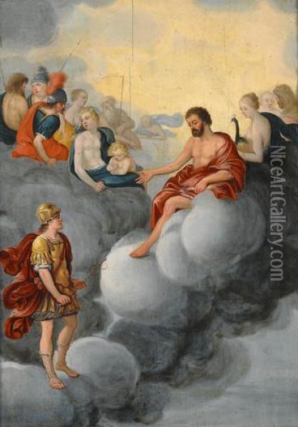 Hermes Im Gesprach Mit Dem Olympischen Zeus Oil Painting - Michiel Congnet