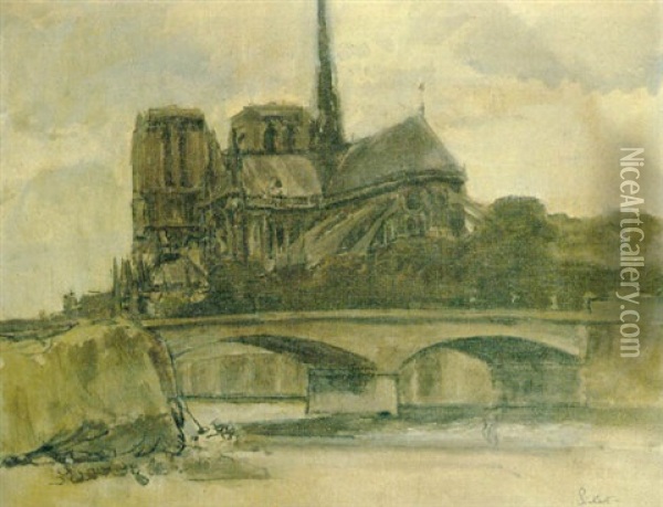 Notre Dame From The Banks Of The Seine Oil Painting - Walter Sickert