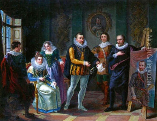 Rubens Rendant Visite Aux Archiducs D'autriche Oil Painting - Petrus van Schendel