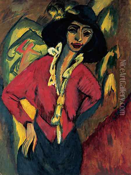 Gerda, Half-Length Portrait Oil Painting - Ernst Ludwig Kirchner