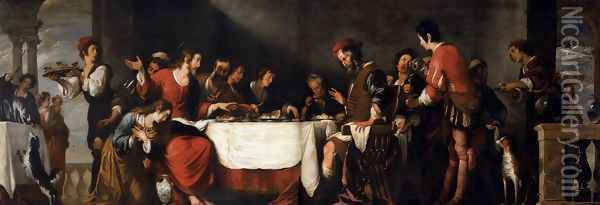 Banquet at the House of Simon Oil Painting - Bernardo Strozzi