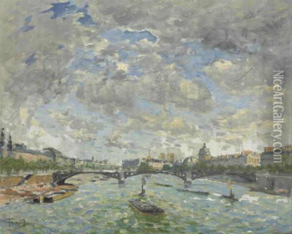 Vue De La Seine, Paris Oil Painting - Frank Myers Boggs