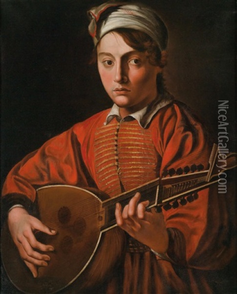 Ein Junger Mann Mit Seiner Laute Oil Painting -  Caravaggio