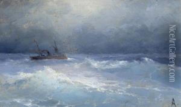 Kleine Marine Mit Schiff. Oil Painting - Ivan Konstantinovich Aivazovsky