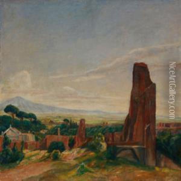 From The Roman Campagna Oil Painting - Johan Gudmann Rohde