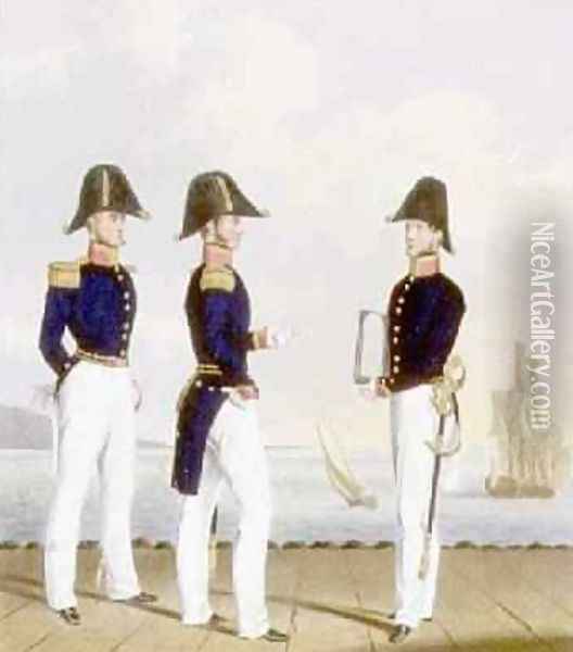 Pursers and Captains Clerk plate 7 from Costume of the Royal Navy and Marines Oil Painting - L. and Eschauzier, St. Mansion