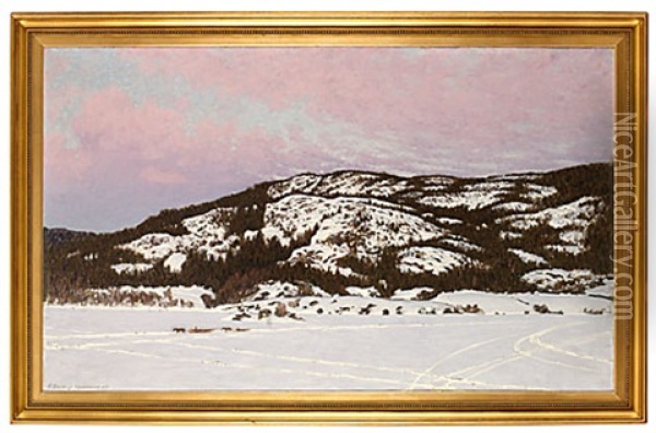 Timmerkorning Pa Isen Oil Painting - Gustaf Fjaestad