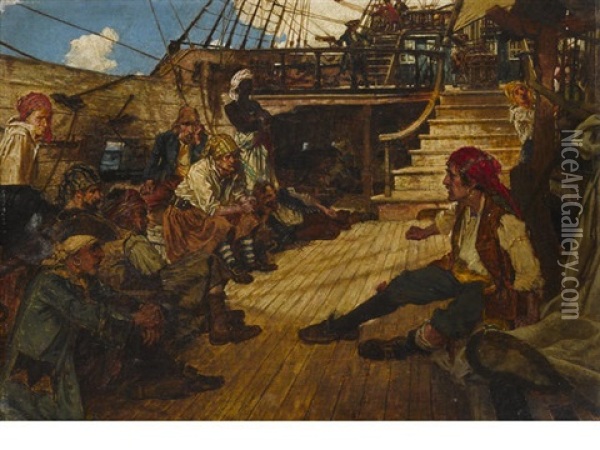A Pirates Discussion Oil Painting - Arthur David Mccormick