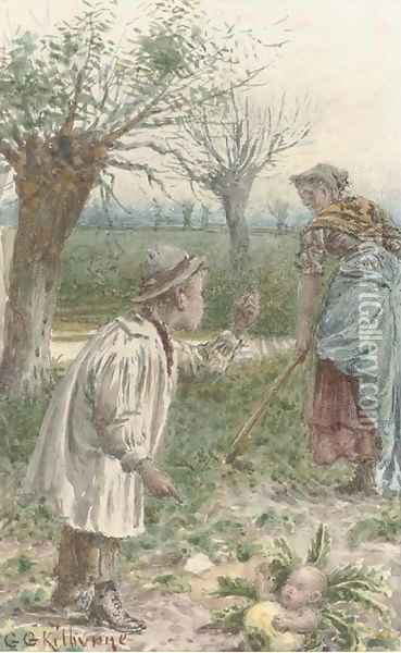 Tending the cabbage patch Oil Painting - George Goodwin Kilburne