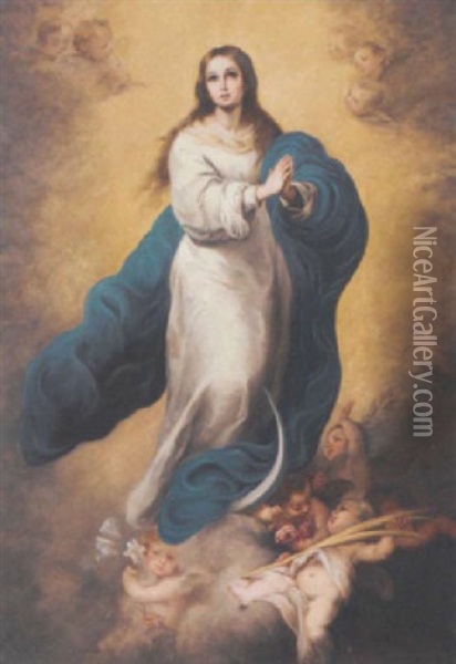 The Immaculate Conception Of The Escorial Oil Painting - Bartolome Esteban Murillo