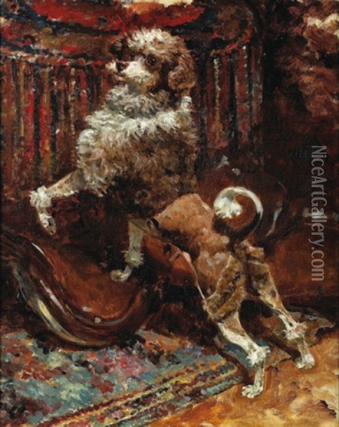 Le Caniche De La Mere De L'artiste Tondu A La Lion Oil Painting - Rene Pierre Charles Princeteau