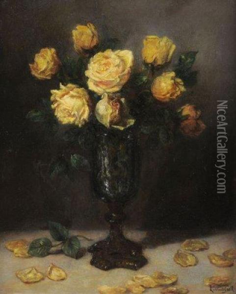 Roses Dans Un Vase Oil Painting - Laurent Gsell