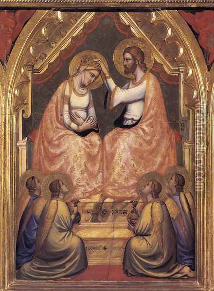 Baroncelli Polyptych- Coronation of the Virgin c. 1334 Oil Painting - Giotto Di Bondone