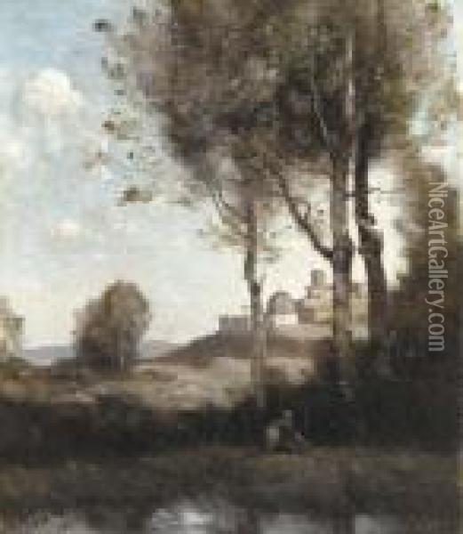 Les Denicheurs Toscans Oil Painting - Jean-Baptiste-Camille Corot