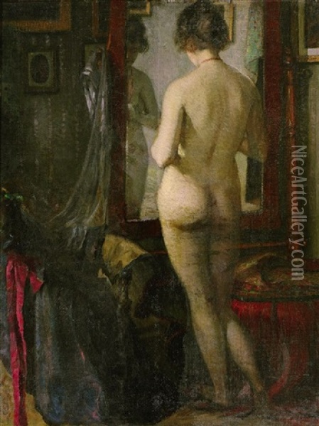 Stehender Frauenakt Oil Painting - Robert Scheffer