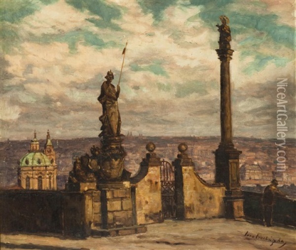 Blick Auf Prag Vom Hradschin Aus Oil Painting - Iaro Prochazka