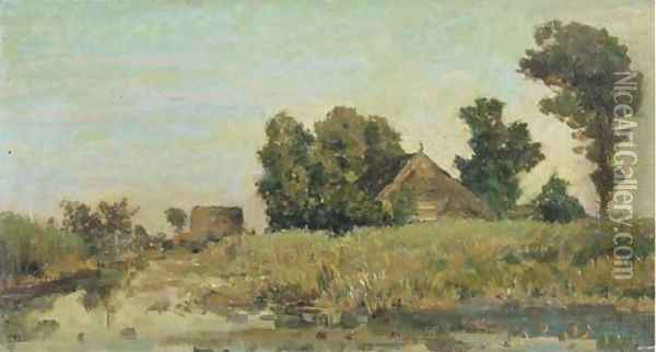 Zomermorgen a polder landscape near Kortenhoef in summer Oil Painting - Paul Joseph Constantine Gabriel