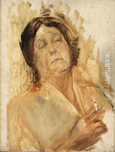 Oda With Cigarette Oil Painting - Christian Krohg