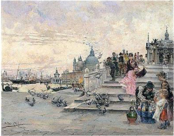 Vista De Venecia (view Of Venice) Oil Painting - Arcadio Mas Y Fondevila