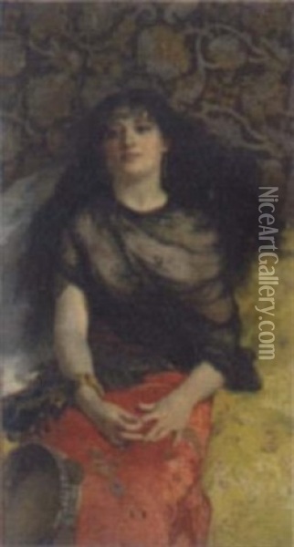 The Tambourine Girl Oil Painting - Gaetano de Martini