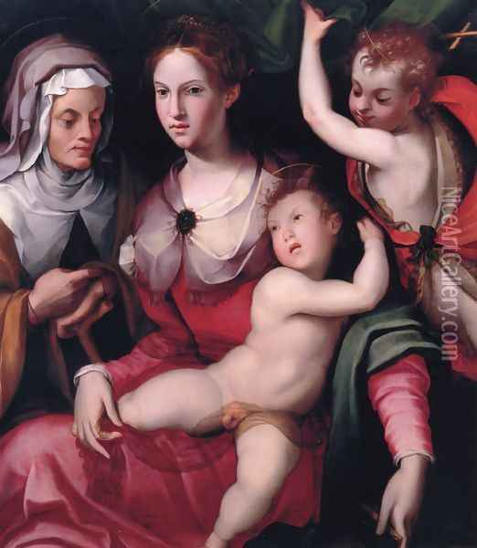 Child with St. Joh the Baptist and St. Anne Oil Painting - Carlo Portelli da Loro