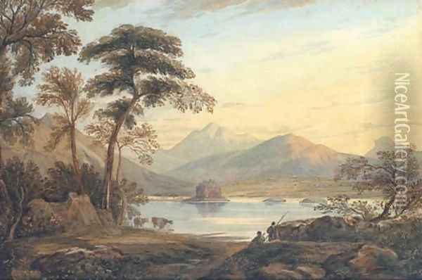 Kilchurn Castle, Loch Awe Oil Painting - John Varley