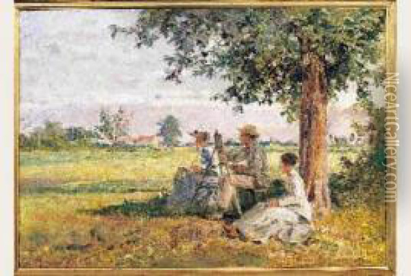 Le Peintre Sur Le Motif Oil Painting - Diogene Ulysse N. Maillart