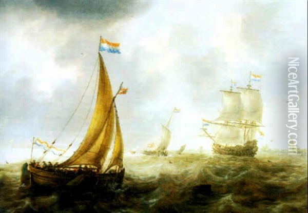 Zahlreiche Segelschiffe Vor Der Kuste Oil Painting - Jacob Adriaenz. Bellevois