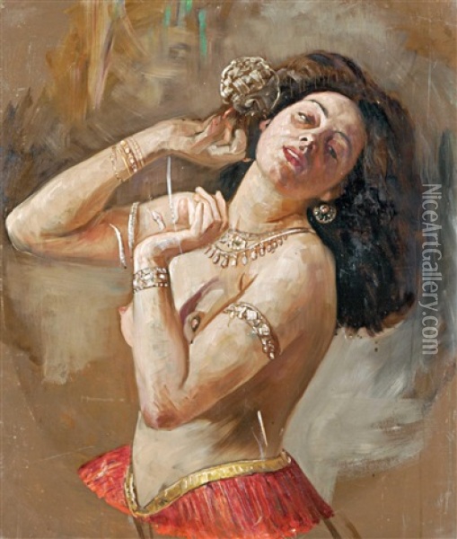 Arabic Dancer Oil Painting - Gyula Tornai
